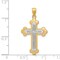 14K Two Tone Gold Budded Cross Pendant Charm Jewelry 26 x 18 mm